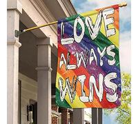 Drapeaux De Vacances Coupe-Vent Et Étancheune Jardin Signe Drôle Drapeau De Décoration Décoration Pour Maison Balcon Patio L'Amour Triomphe Toujours Mois Des Fiertés Lgbt Couleurs Arc-En-Ciel M