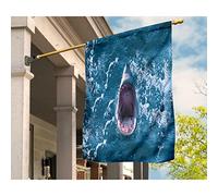 Drapeaux De Vacances Double Face Drapeaux De Pirate Coupe-Vent Et Étancheune Jardin Signe Décoration Pour Porche Maison Extérieure Un Requin 3D Saute Hors De L'Eau, La Gueule Grande Ouverte. S