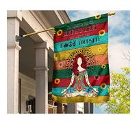 Drapeaux De Vacances Double Face Drapeaux De Pirate Drapeau De Décoration Femme En Méditation Avec Des Tournesols Je Suis Surtout Paix, Amour Et Lumière Et Un Peu De Go M