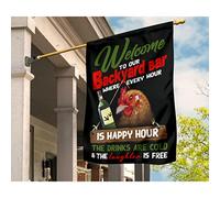 Drapeaux De Vacances Double Face Drapeaux De Pirate Drapeau De Jardin Élevage De Poulets, Volaille, Vin. Bienvenue Dans Notre Bar De Jardin Où C'Est Toujours L'Happy Hour ! M