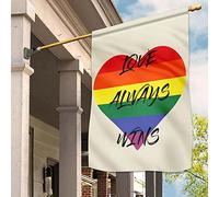 Drapeaux De Vacances Double Face Drapeaux De Pirate Supérieure Drapeau De Décoration L'Amour Triomphe Toujours. Cœur Arc-En-Ciel. Mois Des Fiertés Lgbt. Couple Transgenre. S