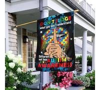 Drapeaux De Vacances Drapeaux De Pirate Durable Drapeau De Jardin Décoration Pour Maison Balcon Lèvres En Forme De Pièce De Puzzle Pour L'Autisme Ne Jugez Pas Ce Que Vous Ne Comprenez Pas M