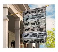 Drapeaux De Vacances Drôle Drapeau De Décoration Supérieure Drapeau De Jardin Décoration Pour Porche Patio Maison Je Suis Ton Teckel, Ma Vie, Mon Guide (Impression En Bois) S