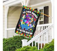 Drapeaux De Vacances Drôle Drapeau De Jardin Double Face Jardin Signe Décoration Pour Balcon Extérieure Porche Chat Puzzle Autiste : Nous N'Abandonnons Jamais M