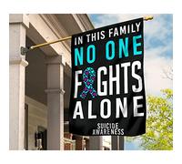 Drapeaux De Vacances Drôle Drapeau De Jardin Double Face Jardin Signe Décoration Pour Patio Pelouse Balcon Prévention Du Suicide. Dans Cette Famille, Personne Ne Se Bat Seul. S