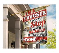 Drapeaux De Vacances Drôle Drapeau De Jardin Durable Drapeaux De Pirate Camion Vintage Je Suis Un Camionneur Je Ne M'Arrête Pas Quand Je Suis Fatigué Je M'Arrête Quand J'Ai Fini S