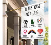 Drapeaux De Vacances Drôle Drapeau De Jardin Jardin Signe Décoration Pour Maison Patio En Ceci Nous Croyons : Les Noirs, Les Humains, La Science, Le Féminisme, L'Amour, La Bienveillance M