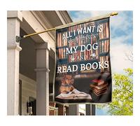 Drapeaux De Vacances Drôle Drapeau De Jardin Jardin Signe Décoration Pour Pelouse Maison Teckel, Mon Animal De Compagnie. Tout Ce Que Je Veux, C'Est Mon Chien Et Lire Des Livres. M