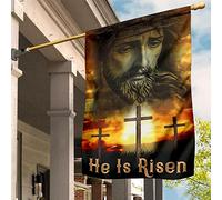 Drapeaux De Vacances Drôle Drapeaux De Pirate Durable Drapeau De Décoration Croix De Pâques, Coucher De Soleil Sur Jésus-Christ, « Il Est Ressuscit頻, Décoration Commémorative S