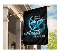 Drapeaux De Vacances Durable Jardin Signe Drapeau De Décoration Décoration Pour Patio Porche Maison Art Représentant Un Dauphin Nageant. Je Crois Qu'Il Existe Des Mémoriaux D'Anges. M