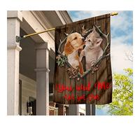 Drapeaux De Vacances Durable Jardin Signe Drôle Drapeau De Jardin Décoration Pour Porche Patio Balcon Couple Chat Et Chien S'Embrassent, Romantique, Toi Et Moi, On Gère Ça M