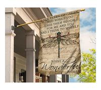 Drapeaux De Vacances Ésistantes À La Décoloration Drapeau De Jardin Jardin Signe Décoration Pour Maison Patio Porche Libellule Sur Fond De Partition Musicale, Je Vois Un Arbre Vert Vintage M