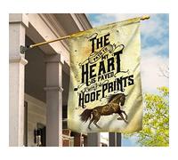 Drapeaux De Vacances Supérieure Drapeau De Décoration Double Face Drapeaux De Pirate Décoration Pour Patio Pelouse Cheval Au Galop, Le Chemin Qui Mène À Mon Cœur Est Pavé D'Empreintes De Sabots. S