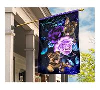 Drapeaux De Vacances Supérieure Drapeau De Décoration Durable Jardin Signe Décoration Pour Porche Patio Balcon Chien Réaliste Avec Fleur Et Papillon, Doux Foyer M