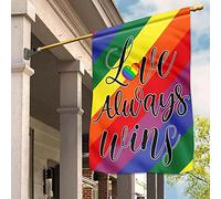 Drapeaux De Vacances Supérieure Drapeaux De Pirate Coupe-Vent Et Étancheune Drapeau De Jardin Décoration Pour Balcon Extérieure Patio L'Amour Triomphe Toujours Mois Des Fiertés Lgbt Arc-En-Ciel S