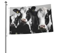 Drapeaux de vaches noires et blanches pour l'extérieur 6 x 91 cm, drapeau de jardin saisonnier double face avec œillets, drapeau d'extérieur pour décoration de maison, toile de fond pour photo