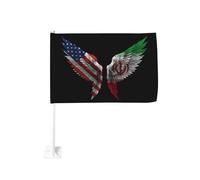 Drapeaux de voiture « America and Iran Iranians Wing Flag », 30 x 45 cm, à clipser sur la vitre, avec drapeaux double face, compatibles avec la plupart des vitres de véhicules (mât non inclus).