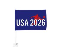 Drapeaux de voiture Cup26 USA 2026, pays hôte, drapeau américain, pour supporters de football, fixation pour la plupart des vitres de véhicules (1/2 pouce).