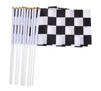 Drapeaux De Voiture De Course - Drapeaux À Main À Carreaux, Bannière De Cou | Fanions De Célébration De Ligne D'arrivée À Main, 10 Pièces, 5x8 Pouces, Affichage Supérieur De Lance, Fournitures De Décorat