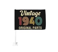 Drapeaux de voiture d'origine vintage 1940, 18 x 12 pouces, à clipser sur la vitre, en polyester avec protection UV, couleurs vives, double face (mât non inclus).