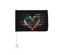 Drapeaux de voiture en forme de cœur, représentant les Iraniens des États-Unis et de l'Iran, 30 x 45 cm, à fixer par pince à fenêtre, avec drapeaux double face.