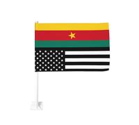 Drapeaux de voiture : États-Unis et Cameroun, 45,7 x 30,5 cm, à clipser sur la vitre, polyester avec protection UV, couleurs vives, double face (mât non inclus).