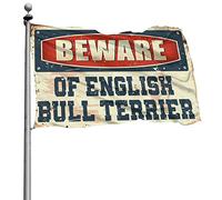 Drapeaux de voiture pour chambre, méfiez-vous du drapeau anglais Bull Terrier pour décoration de cour (120 x 180 cm)