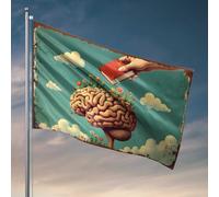 Drapeaux de voiture pour la croissance de la chambre : un arbre cérébral fleurit avec des livres, drapeau universitaire, décoration de dortoir, décoration de piscine amusante (60 x 90 cm)