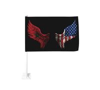 Drapeaux de voiture Wings Morocco (Maroc et Amérique), 45,7 x 30,5 cm, à clipser sur la vitre, en polyester avec protection UV, couleurs vives, double face (mât non inclus).