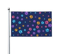 Drapeaux De welcome Motif D'Empreintes De Pattes D'Animaux Colorés : Chien Et Chat Drapeau Pirates Résistant Aux Outdoor Flags Œillets En Laiton Drapeau De Jardin For Salon Pelouse 90x150cm