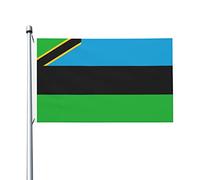 Drapeaux de Zanzibar, drapeaux décoratifs d'extérieur 0,9 x 1,5 m 100% polyester drapeaux à l'extérieur du drapeau tous temps, la couleur est vive et facile à estomper, séchage rapide.