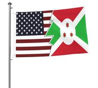 Drapeaux déchirés des États-Unis et du Burundi Faso pour l'extérieur, bannière robuste double face de 2 x 3 pieds pour la décoration de jardin extérieur, de festival, de maison, de cour, de bienvenue