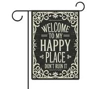 Drapeaux Décoratif Bienvenue dans mon havre de paix ! Ne le gâchez pas ! | Bannière décorative 12x18 Inch Imperméable Drapeaux de Cour Suspendre Bannière de Cour pour Fête Maison Bureaux