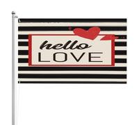 Drapeaux Décoratif Bonjour L'Amour Double Face Bannière De Cour Amusant Drapeau De Jardin Pour Ferme Bureaux D'Intérieur 3X5 Ft