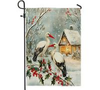 Drapeaux Décoratif Cigognes Oiseau Uv Fade Résistant Drapeaux De Cour Amusant Bannière Décorative Pour Fête Intérieur Maison 12X18 Inch