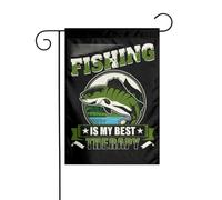Drapeaux Décoratif La Pêche Est Ma Meilleure Thérapie Uv Fade Résistant Décoration De Drapeau Double Face Bannière De Cour Pour Intérieur Pelouse Ferme 12X18 Inch