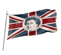 Drapeaux Décoratif La Reine Élisabeth Sur La Grande-Bretagne Imperméable Drapeau Décoratif De Jardin Uv Fade Résistant Bannière Décorative Pour Bureaux Fête Patio 3X5 Ft