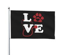 Drapeaux Décoratif Love Médecine Vétérinaire Imperméable Drapeaux De Jardin Double Face Bannière Décorative Pour D'Intérieur Vacances Balcon 3X5 Ft