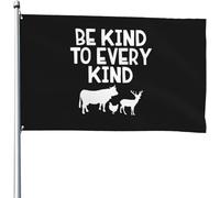 Drapeaux Décoratif Soyez Gentils Envers Tous Les Types De Végétaliens Et Végétariens Double Face Bannière De Cour Imperméable Drapeau Pour Bureaux D'Intérieur Pelouse 3X5 Ft