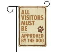 Drapeaux Décoratif Tous les invités doivent être approuvés par le chien | Bannière 12x18 Inch Imperméable Drapeau Jardin UV Fade RéSistant Bannière de Cour pour Maison Fête Vacances