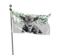 Drapeaux Décoratif Vache grise pleureuse feuilles vertes Bannière | Double Face Décoration de Drapeau UV Fade RéSistant Bannière pour Balcon Pelouse