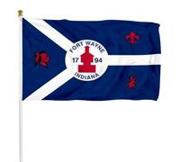Drapeaux Décoratif Ville De Fort Wayne, Indiana Uv Fade Résistant Bannière Imperméable Drapeau De Bienvenue Pour Pelouse Maison Porche 3X5 Ft