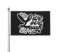 Drapeaux Décoratif Vivre, Aimer, Rire Double Face Bannière De Cour Imperméable Drapeaux De Cour Pour Extérieure Bureaux Pelouse 3X5 Ft