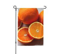 Drapeaux décoratifs à motif de fruits d'orange frais pour l'extérieur, décoration de jardin double face pour toutes les saisons