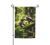 Drapeaux décoratifs de jardin imprimés Monkey Fight - Convient pour balcon, terrasse, pelouse, jardin, fête des mères, Noël, Halloween, décorations de vacances