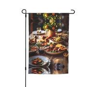 Drapeaux décoratifs de jardin imprimés potluck supper - Convient pour balcon, terrasse, pelouse, jardin, fête des mères, Noël, Halloween, décorations de vacances