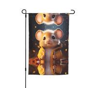 Drapeaux décoratifs de jardin imprimés souris mignons - Convient pour balcon, terrasse, pelouse, jardin, fête des mères, Noël, Halloween, décorations de vacances