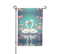 Drapeaux décoratifs de jardin imprimés « The Swan in Love » - Convient pour balcon, terrasse, pelouse, jardin, fête des mères, Noël, Halloween, fêtes