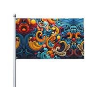 Drapeaux décoratifs d'extérieur à rayures multicolores de 0,9 x 1,5 m, légers et beaux, adaptés pour les terrasses en plein air et les célébrations de festivals.