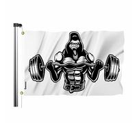 Drapeaux Décoratifs D'Extérieur Barre D'Haltérophilie Gorilla Drapeau De Jardin Avec Œillets En Laiton Bannière Décorative 100% Polyester Bannière De Cour Pour Bar Club Faire La Fête 90X150Cm